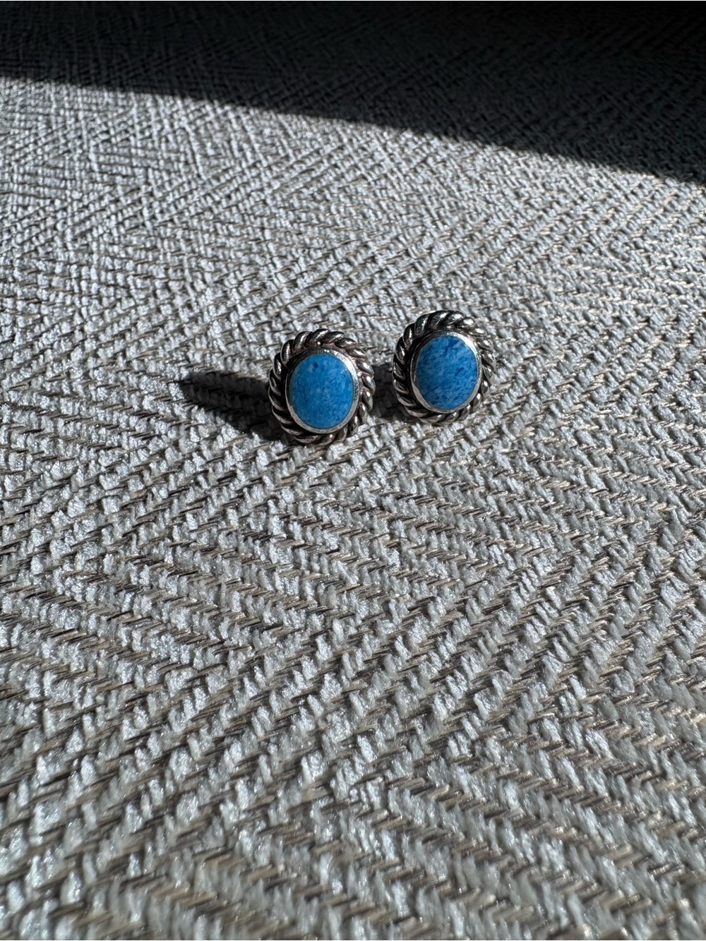 Southwestern stone silver 925 twisted rope studs boho earrings jewelry Native